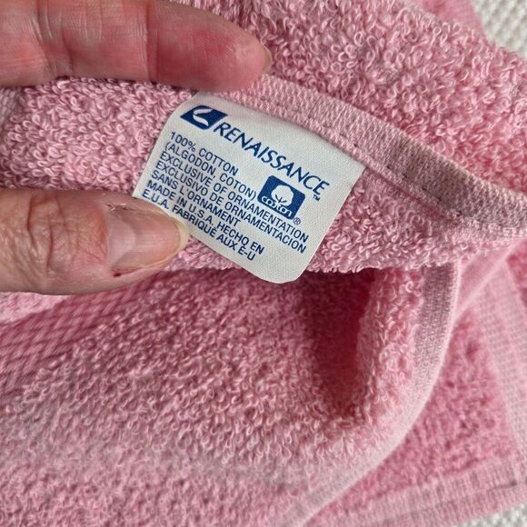 Vintage 80s Rose Pink Hand Towels Cotton Made USA Set of 2 NEW - Picture 3 of 3